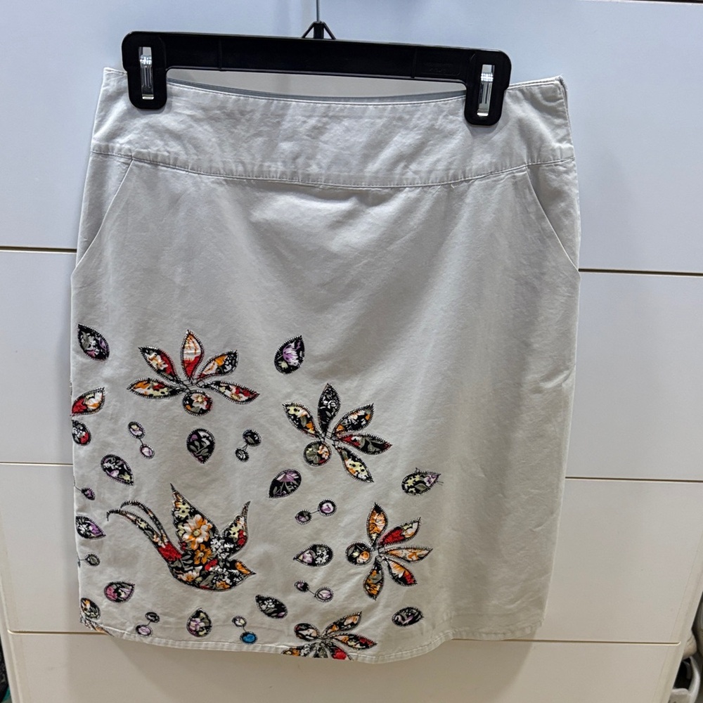 Floral Embroidered Tan Skirt